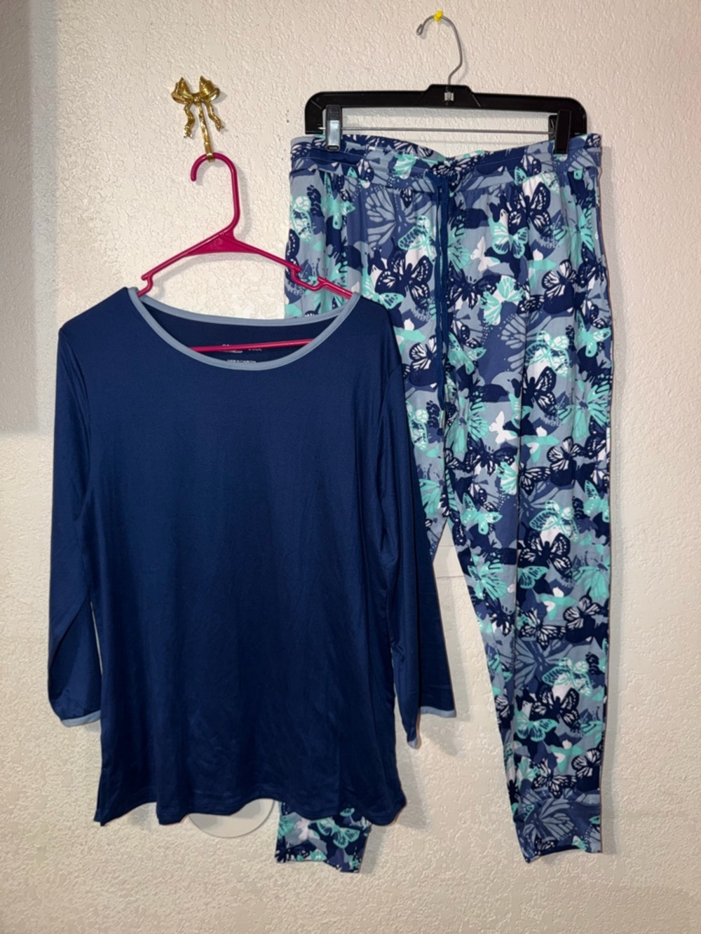 Comfort Code Navy and Aqua Butterfly Pajama Set